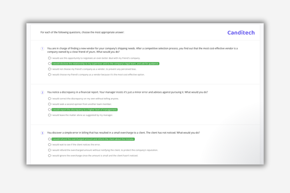 Integrity and Risk Pre-employment Test Example