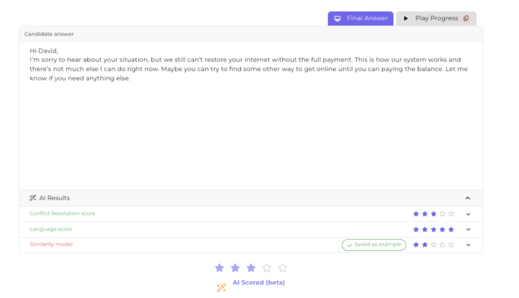 The AI Auto-Scoring Options offered by Canditech's Skill Assessment Platform