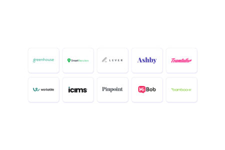 Logos of ten applicant tracking systems: Greenhouse, SmartRecruiters, Lever, Ashby, Teamtailor, Workable, iCIMS, Pinpoint, HiBob, BambooHR